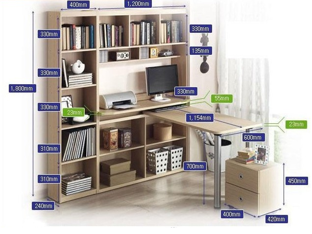 包邮双人电脑桌台式家用书桌书柜书架组合特价